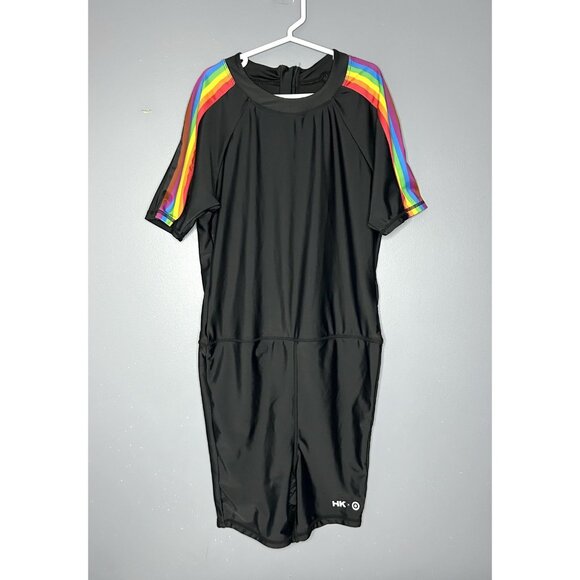 Humankind x Target Swimsuit Small Black Rainbow Pride One-Piece Unisuit - Picture 1 of 16